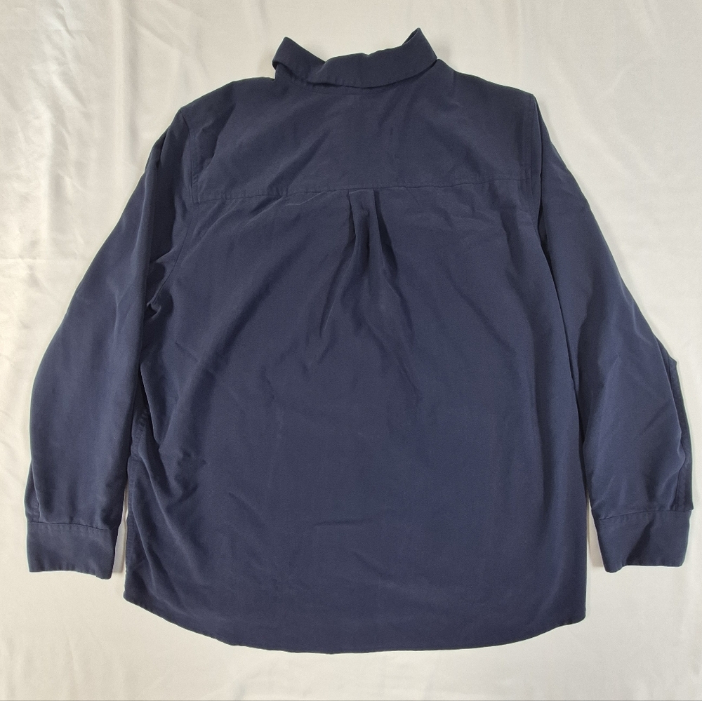Chico's Sz 3 XL Navy Long Sleeve Button Up Blouse - Picture 7 of 7